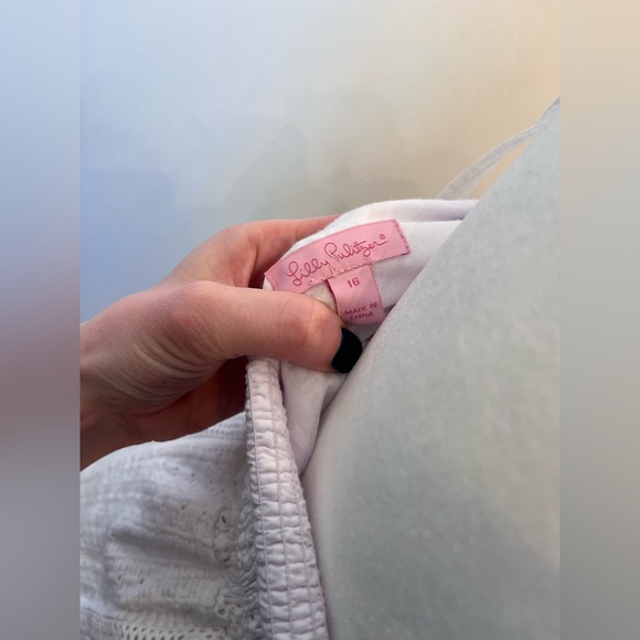 Lilly Pulitzer Eyelet Self-Tie Dress Size 16 White - Picture 3 of 3